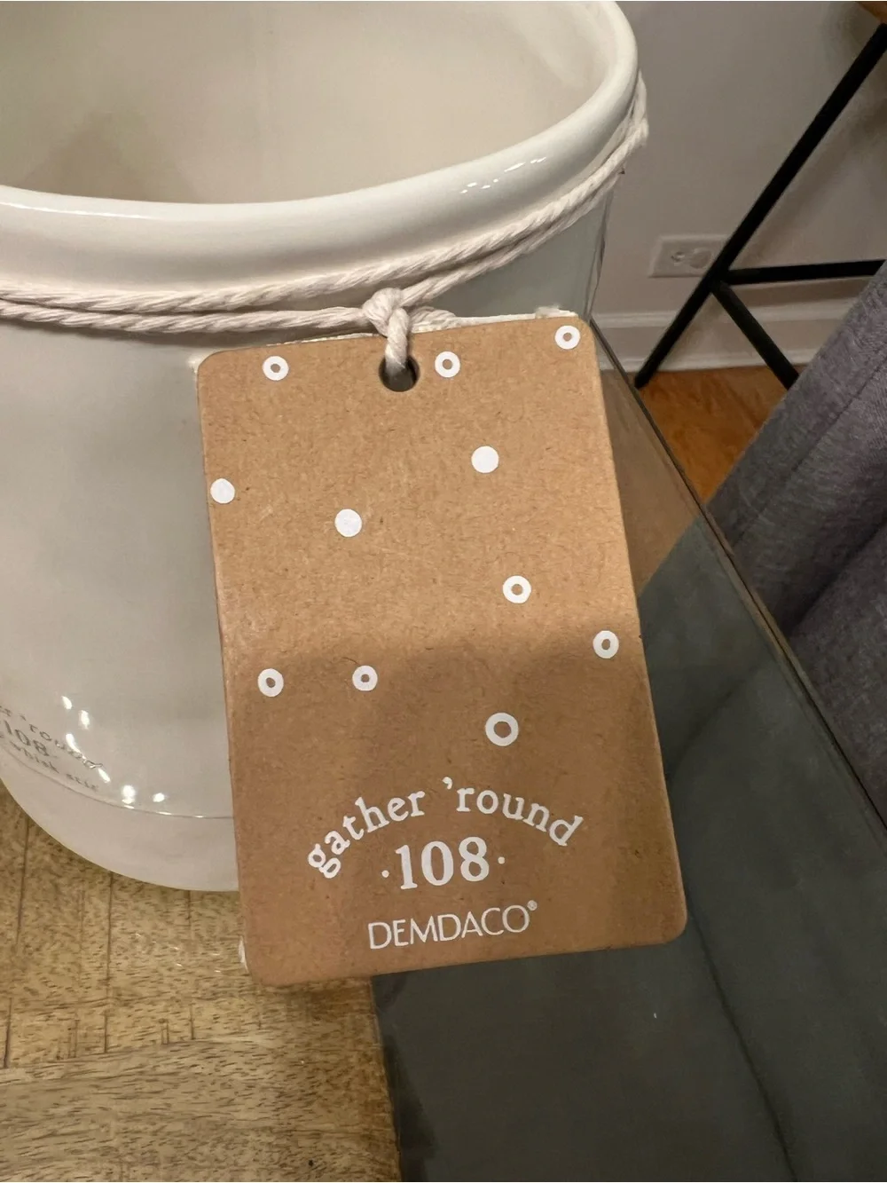 Demdaco Cream Ceramic Utensil Crock - Gather 'Round 108 large